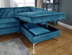 Amberly 2-Pc Teal Blue Fabric RAF Sectional