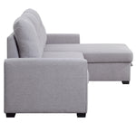 Amboise 2-Pc Light Gray Fabric Reversible Sectional with Sleeper