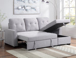 Amboise 2-Pc Light Gray Fabric Reversible Sectional with Sleeper