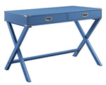 Amenia Blue Wood 2-Drawer Writing Desk