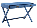 Amenia Blue Wood 2-Drawer Writing Desk