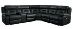 Amite 6-Pc Gray Faux Leather Power Recliner Sectional