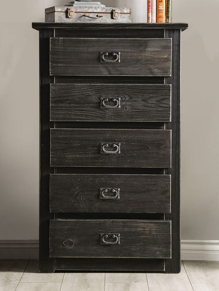 Ampelios Wire-Brushed Black Wood Chest