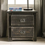 Ampelios Wire-Brushed Black Wood Nightstand