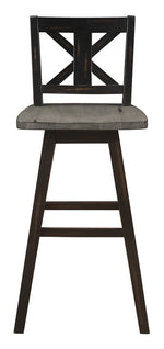 Amsonia 2 Distressed Gray/Black Wood Bar Chairs