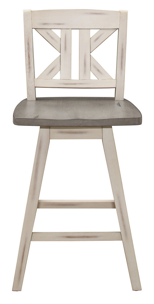 Amsonia 2 White/Distressed Gray Wood Bar Chairs