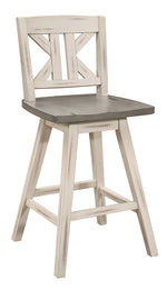 Amsonia 2 White/Distressed Gray Wood Bar Chairs