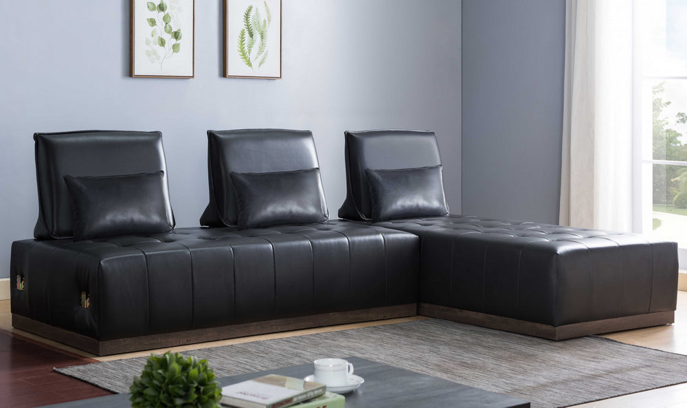 Anahit 2-Pc Grey Faux Leather Reversible Sectional Sofa