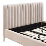 Angela Contemporary Blush Velvet Full Platform Bed