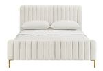 Angela Contemporary Cream Velvet Full Platform Bed