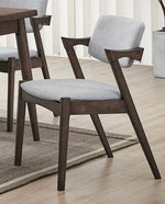 Anise 2 Light Grey Fabric/Brown Wood Side Chairs