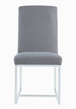 Annika 2 Grey Fabric/Chrome Finish Metal Side Chairs