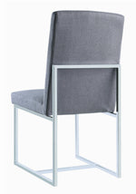 Annika 2 Grey Fabric/Chrome Finish Metal Side Chairs