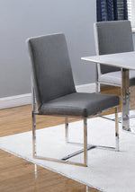 Annika 2 Grey Fabric/Chrome Finish Metal Side Chairs