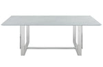 Annika White Glass/Chrome Finish Metal Dining Table