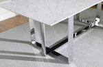 Annika White Glass/Chrome Finish Metal Dining Table