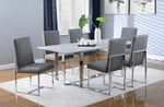 Annika White Glass/Chrome Finish Metal Dining Table