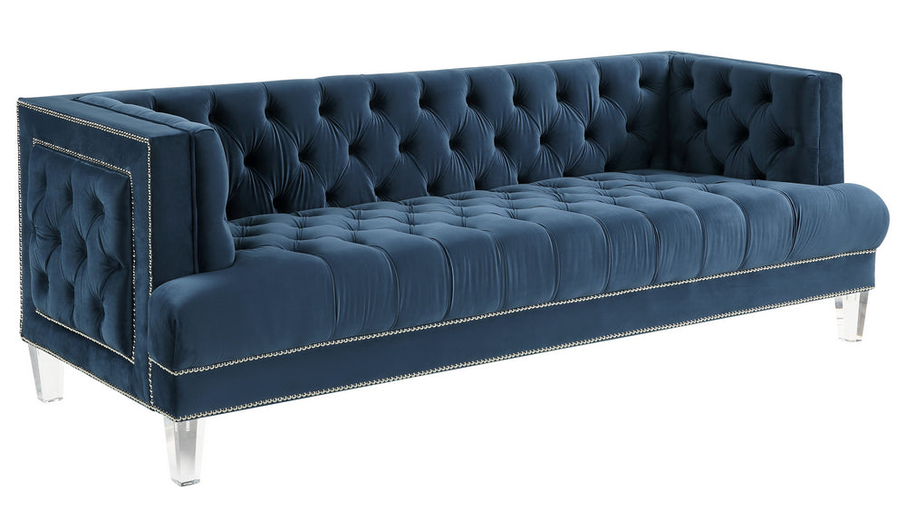 Ansario Blue Velvet Tufted Sofa