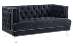 Ansario Charcoal Velvet Tufted Loveseat