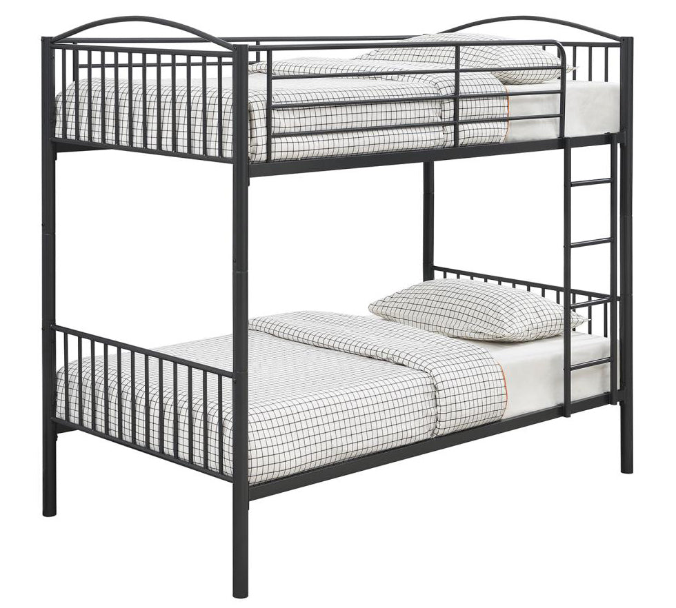 Anson Gunmetal Finish Steel Twin/Twin Bunk Bed