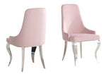 Antoine 2 Light Pink Velvet/Chrome Finish Metal Side Chairs