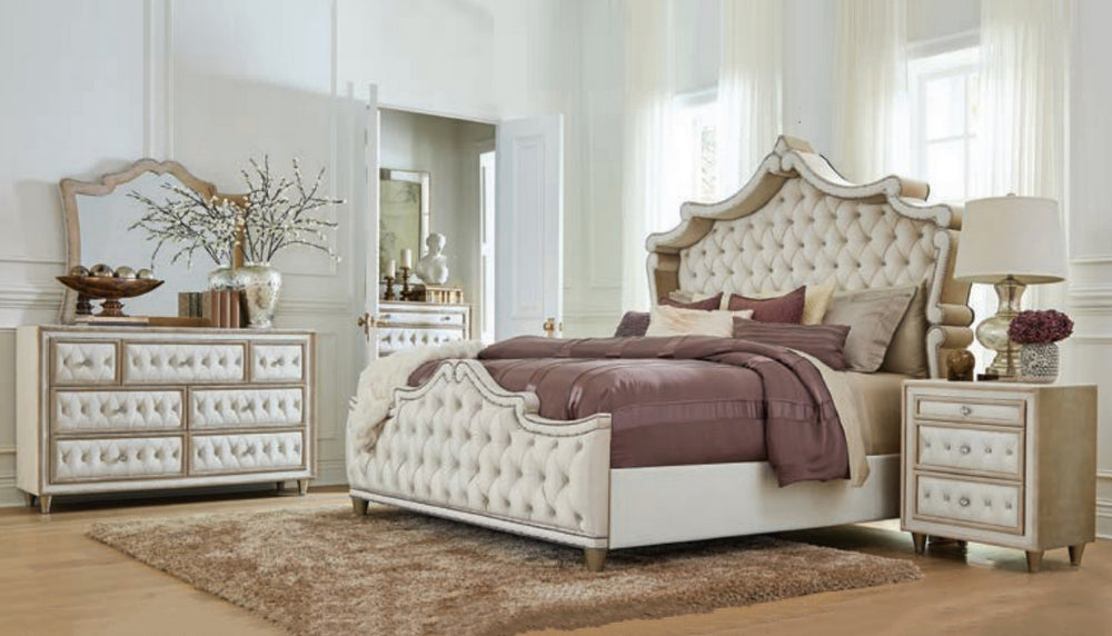 Antonella 5-Pc Ivory/Camel Cal King Bedroom Set (Oversized)