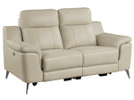 Antonio Beige Top Grain Leather Power Recliner Loveseat