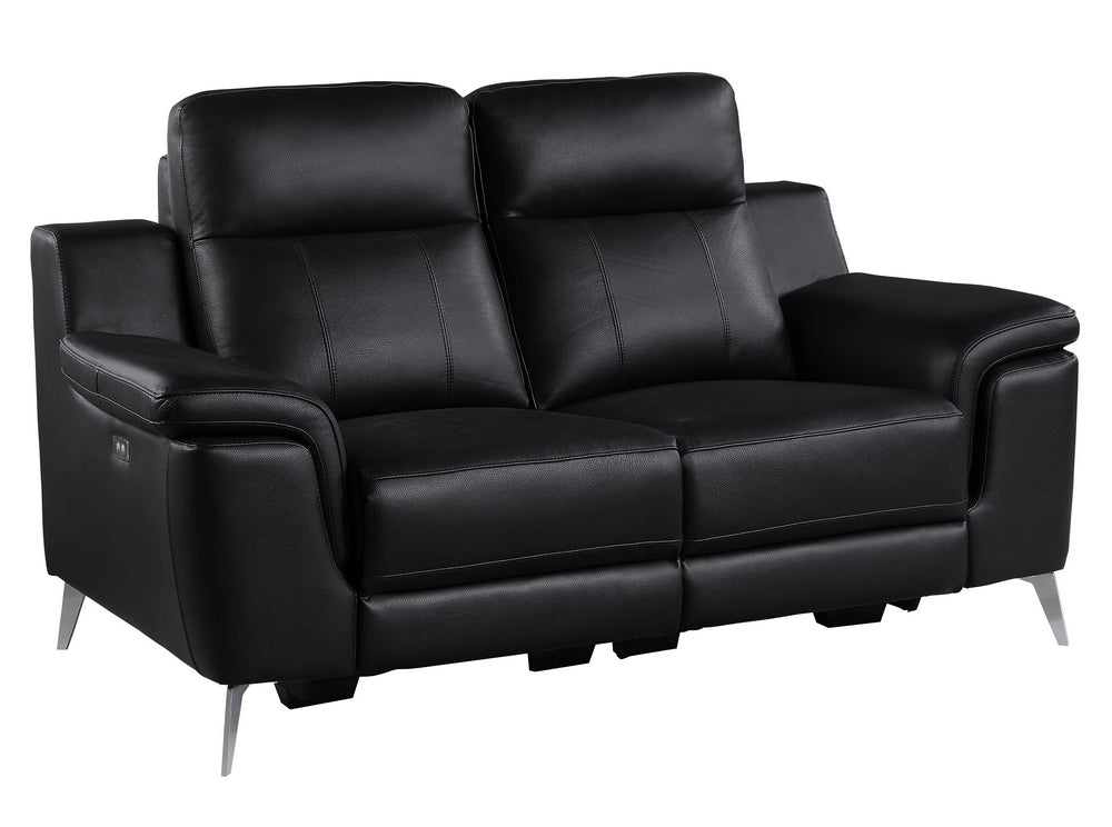 Antonio Black Top Grain Leather Power Recliner Loveseat