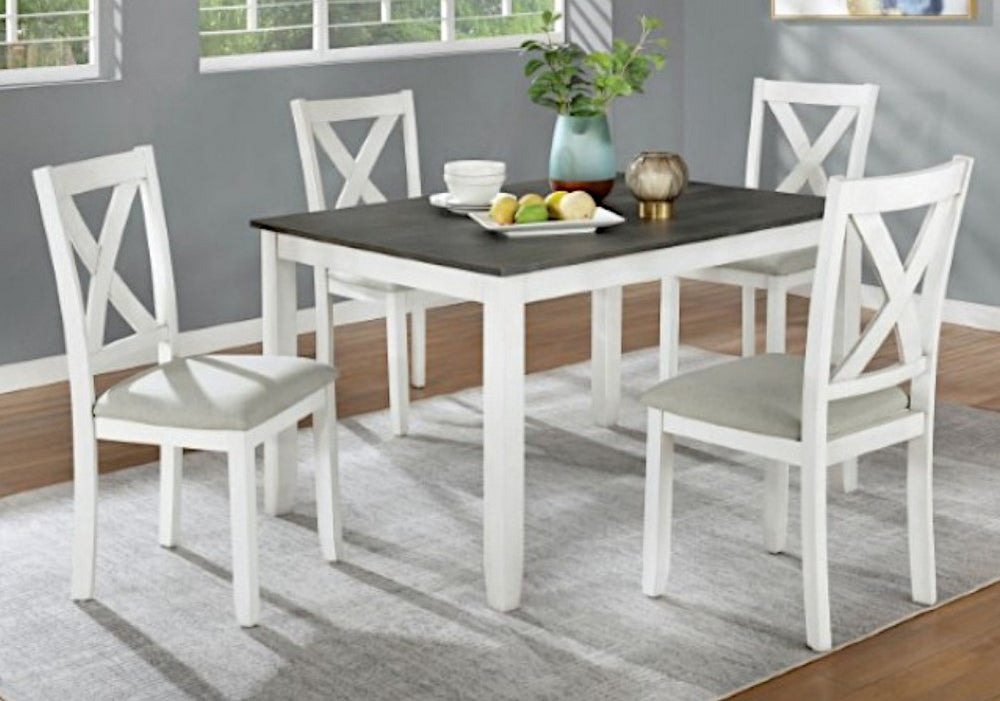 Anya 5-Pc White/Gray Wood Dining Table Set