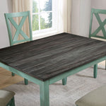 Anya 7Pc Distressed Teal/Gray Dining Table Set