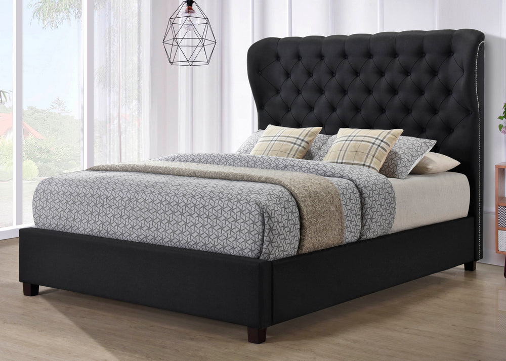 Aphra Dark Gray Linen Fabric Full Platform Bed