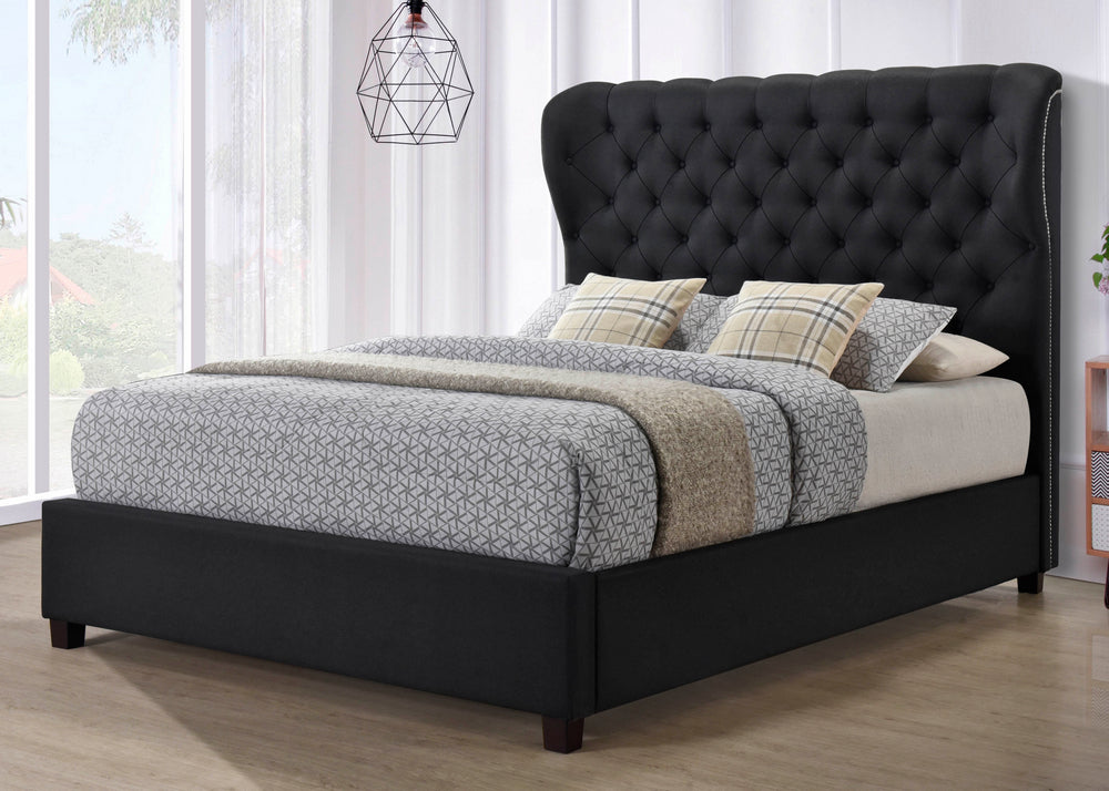 Aphra Dark Gray Linen Fabric Queen Platform Bed