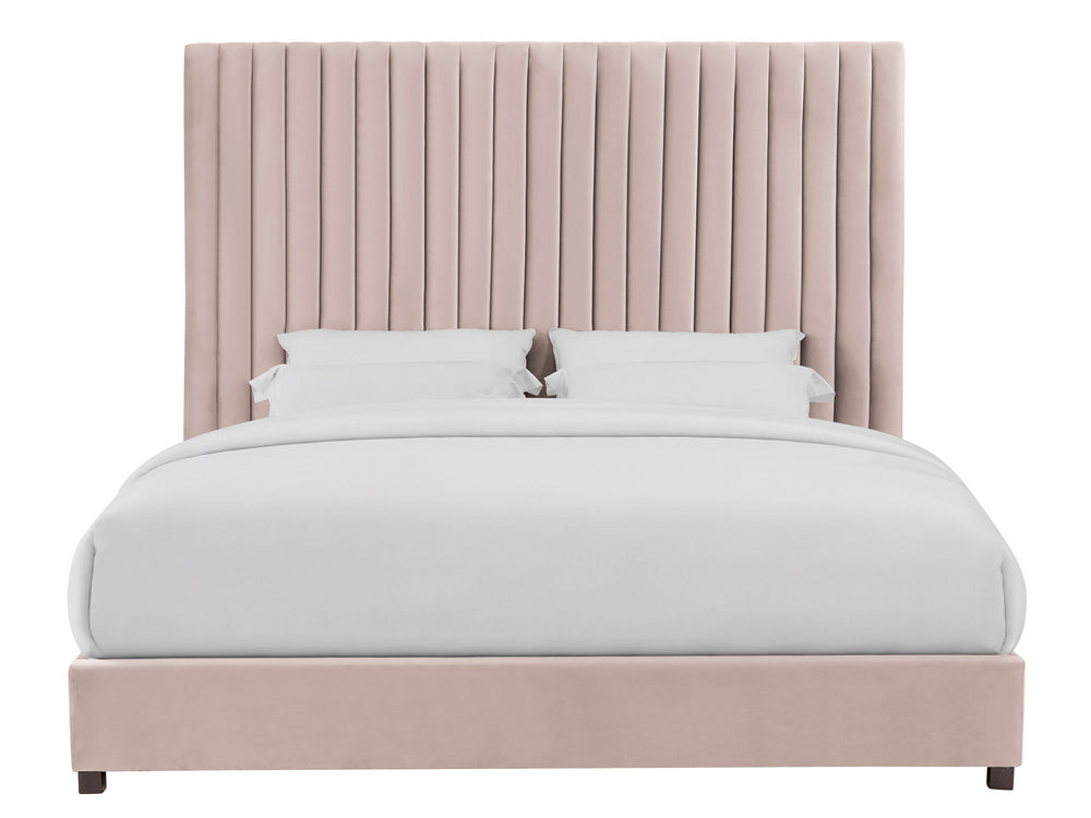 Arabelle Blush Velvet King Platform Bed (Oversized)