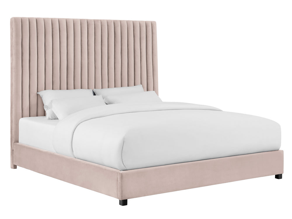Arabelle Blush Velvet King Platform Bed (Oversized)