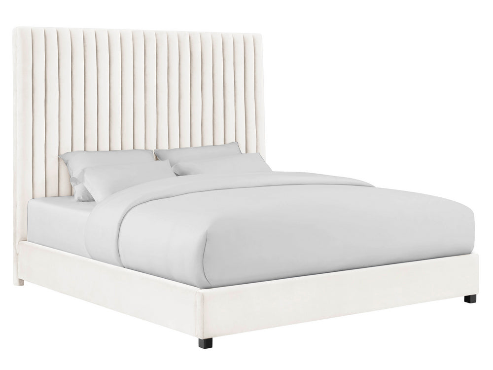 Arabelle White Velvet King Platform Bed (Oversized)