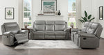 Aram Gray Breathable Faux Leather Manual Recliner Sofa