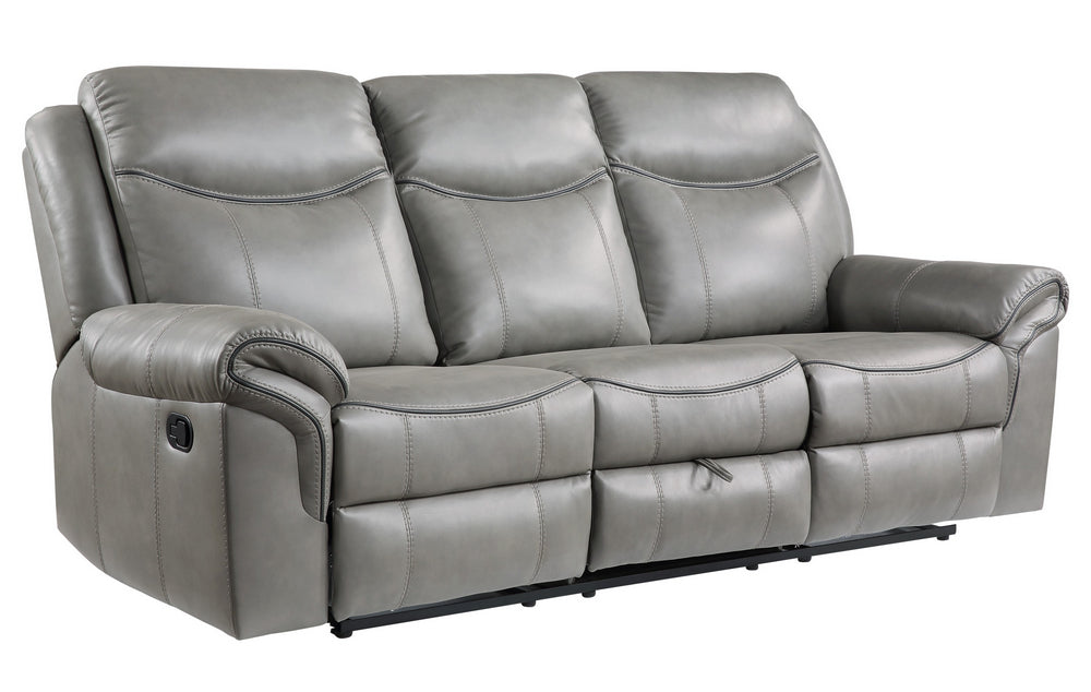 Aram Gray Breathable Faux Leather Manual Recliner Sofa