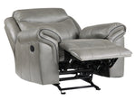 Aram Gray Faux Leather Manual Glider Recliner