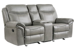 Aram Gray Faux Leather Manual Recliner Loveseat