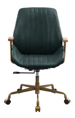 Argrio Dark Green Top Grain Leather Office Chair