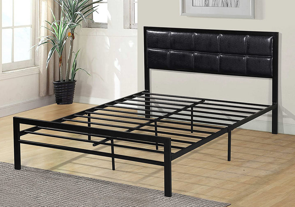 Ario Black Faux Leather/Metal Full Platform Bed