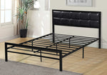 Ario Black Faux Leather/Metal Queen Platform Bed