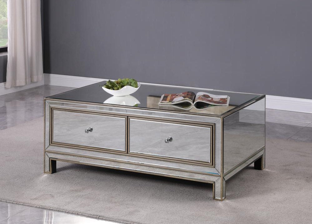 Aristotle Mirrored 2-Drawer Coffee Table
