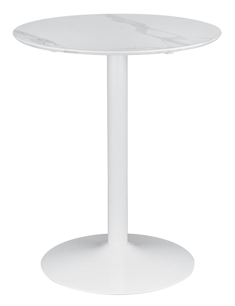 Arkell White Faux Marble/Metal Round Counter Height Table