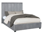 Arles Contemporary Grey Velvet King Bed with Panels