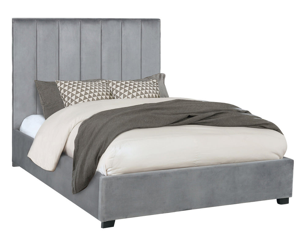 Arles Contemporary Grey Velvet Queen Bed