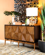 Armina Brown/Antique Gold 4-Door Accent Cabinet