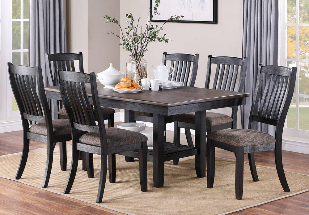 Artemis 7-Pc Dark Coffee Wood/Fabric Dining Table Set