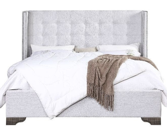 Artesia Tan Fabric Upholstered Tufted King Bed (Oversized)