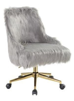 Arundell Gray Faux Fur/Gold Office Chair